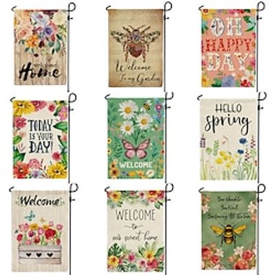 1pcs Garden Flag Romantic Floral Imitation Hemp Garden Flag Double-Sided Patio Outdoor Festival Flag. miniinthebox