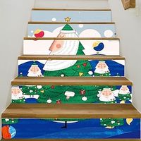 3D Christmas Stair Stickers Decals Xmas Staircase Decals Removable Tile Stair Risers Decals Xmas Home Decor 6 Pieces,Christmas Home Decor miniinthebox - thumbnail