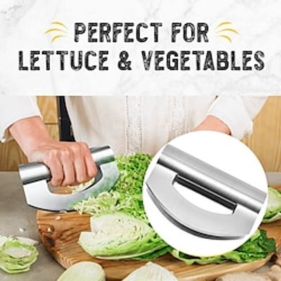 Salad Knife Chopper - Stainless Steel Salad Cutter Double Blade Chopping Knife Mezzaluna Salad Chopper for Salad and Vegetable Mincing Lightinthebox