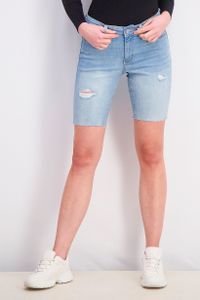 Womens Mid Rise Ripped Denim Shorts  Light Blue