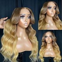 Unprocessed Virgin Hair 13x4 Lace Front Wig Middle Part Brazilian Hair Wavy Multi-color Wig 130% 150% Density Ombre Hair Natural Hairline Glueless Pre-Plucked For Women Long Human Hair Lace Wig Lightinthebox