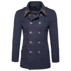 Embroidery Lapel Collar Mid Long Coat
