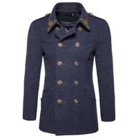 Embroidery Lapel Collar Mid Long Coat - thumbnail