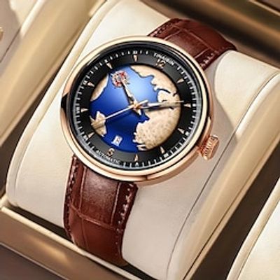 Luxury Men Watches Blue Earth Series Automatic Mechanical Watch Casual Business Wristwatch Hollow Skeleton Automatic Self-winding Luminous Waterproof Dive Watch Gift Male Clock Lightinthebox