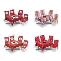 Christmas Santa Claus Tablecloth Rectangular, Waterproof and Oil-proof Table Cloth, Winter Christmas Decor Table Cover for Dining, Patry, Family miniinthebox - thumbnail