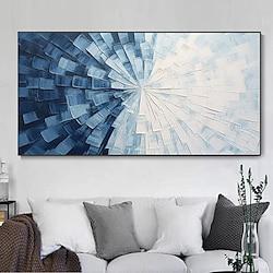 Hand painted Abstract Blue Landscape Wall Art Original Geometric Home Decor Oil Painting Minimalist Canvas Texture Painting Personalized Gift No Frame Lightinthebox