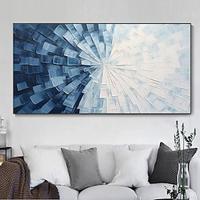 Hand painted Abstract Blue Landscape Wall Art Original Geometric Home Decor Oil Painting Minimalist Canvas Texture Painting Personalized Gift No Frame Lightinthebox