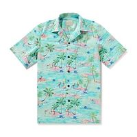 Men's Shirt Flamingo Coconut Tree Graphic Prints Beach Turndown Blue 3D Print Casual Going out Short Sleeves Button-Down Print Clothing Apparel Tropical Designer Casual Hawaiian miniinthebox - thumbnail
