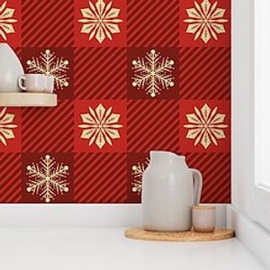 Christmas Floral Wallpaper Peel and Stick Wallpaper Removable Pvc/Vinyl Self Adhesive for Home Decor Wall Decor 17.7''x118''(45cmx300cm) miniinthebox