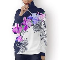 Women's Golf Hoodie Golf Pullover Golf Sweatshirt Thermal Warm Breathable Moisture Wicking Long Sleeve Golf Outerwear Top Regular Fit 1/4 Zip Stand Collar Floral Spring Autumn Tennis Golf Pickleball miniinthebox - thumbnail