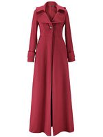 Lapel Single Button Plain Wool-Like Duster Coat