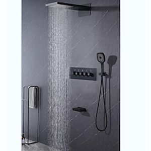 Shower Faucet Rainfall Shower Head System 4-FunctionThermostatic Mixer valve Set - Multi Spray Shower Waterfall Contemporary Painted Finishes Mount Inside Brass Valve Bath Shower Mixer Taps Lightinthebox