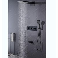 Shower Faucet Rainfall Shower Head System 4-FunctionThermostatic Mixer valve Set - Multi Spray Shower Waterfall Contemporary Painted Finishes Mount Inside Brass Valve Bath Shower Mixer Taps Lightinthebox - thumbnail