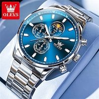 OLEVS 2902 New Moon Phase Quartz Watch For Men Waterproof Luminous Sport Men's Watches 42.5mm Big Dial Chronograph Hand Clock Lightinthebox - thumbnail