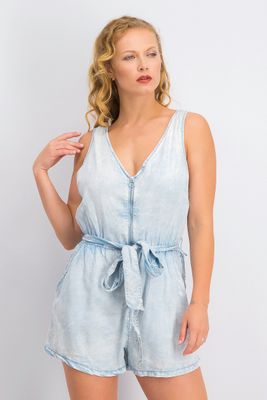 Womens Tencel Playsuit Wash Blue Womens Tencel Playsuit Wash Blue
