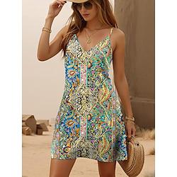 Women's Cami Dress Paisley Tribal Print Strap Mini Dress Stylish Boho Vacation Sleeveless Summer Lightinthebox