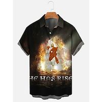 Men's Shirt Summer Hawaiian Shirt Graphic Prints Happy Easter Easter Jesus Turndown Black Street Casual Short Sleeves Button-Down Print Clothing Apparel Fashion Streetwear Designer Soft Lightinthebox - thumbnail