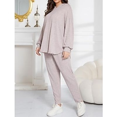 Women's Plus Size Loungewear Sets Pure Color Active Sport Casual Home Daily Vacation Polyester Breathable Hoodie Long Sleeve Hoodie Pant Fall Winter Pink Lightinthebox Women's Plus Size Loungewear Sets Pure Color Active Sport Casual Home Daily Vacation Polyester Breathable Hoodie Long Sleeve Hoodie Pant Fall Winter Pink Lightinthebox