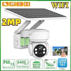 Wireless Solar Powered PTZ Camera 2MP Outdoor WiFi Battery Camera Waterproof PIR Humanoid Security Surveillance CCTV Camera Lightinthebox