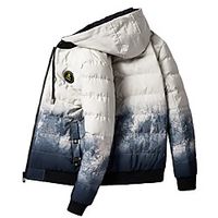 men's parka winter padded jacket warm puffer jacket hooded coat reversible jacket fleece jacket casual quilted jacket thicken jacket lightweight long sleeve outerwear windproof trench coat overcoat Lightinthebox - thumbnail