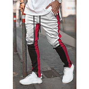 Men's Sweatpants Joggers Track Pants Bottoms Drawstring Patchwork Cotton Fitness Gym Workout Performance Running Training Breathable Soft Sweat wicking Sport White Red Gray / Micro-elastic miniinthebox