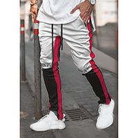 Men's Sweatpants Joggers Track Pants Bottoms Drawstring Patchwork Cotton Fitness Gym Workout Performance Running Training Breathable Soft Sweat wicking Sport White Red Gray / Micro-elastic miniinthebox - thumbnail