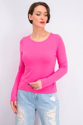 Womens Strappy Long Sleeves Top  Pink