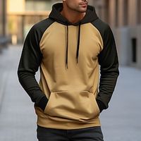 Men's Hoodie Pullover Hoodie Sweatshirt Yellow Red Orange Khaki Gray Hooded Color Block Patchwork Sports  Outdoor Daily Holiday Streetwear Cool Casual Fall Winter Clothing Apparel Hoodies miniinthebox - thumbnail