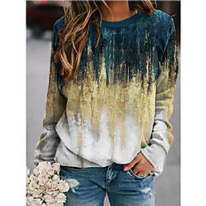 Women's Pullover Gradient Patchwork Print Casual Daily 3D Print Casual Hoodies Sweatshirts  Rainbow miniinthebox