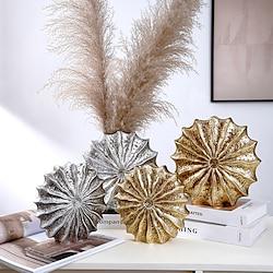 Seashell Shaped Decorative Vase with Shiny Gold Foil Surface - Unique Resin Flower Vase Resembling a Conch Shell - Circular Resin Material Decorative Bud Vase Lightinthebox