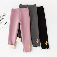 Toddler Girls' Fleece Lined Leggings Solid Color Active Outdoor 3-7 Years Winter Black Pink Dark Gray Lightinthebox - thumbnail