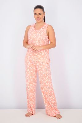 Womens Printed Sleepwear Set of 2 Orange/White Womens Printed Sleepwear Set of 2 Orange/White