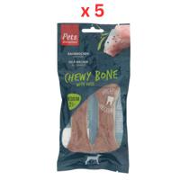 Pets Unlimited Chewy Bone with Duck Medium 2pcs For Dog Pack Of 5