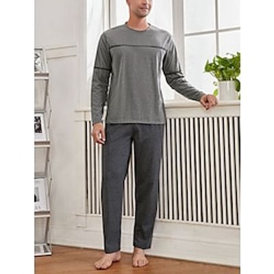 Men's Loungewear Sleepwear Pajama Set Pajama Top and Pant 2 Pieces Plain Stylish Casual Comfort Home Daily Bed Polyester Comfort Soft Crew Neck Long Sleeve T shirt Tee Pant Drawstring Elastic Waist Lightinthebox Men's Loungewear Sleepwear Pajama Set Pajama Top and Pant 2 Pieces Plain Stylish Casual Comfort Home Daily Bed Polyester Comfort Soft Crew Neck Long Sleeve T shirt Tee Pant Drawstring Elastic Waist Lightinthebox