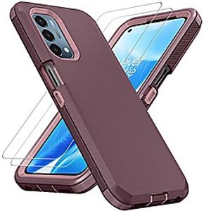 compatible for oneplus nord n200 5g case with hd screen protector [2 pack] three layer heavy duty hard shockproof armor protector case, for oneplus nord n200 5g [6.49, 2021],winered-pink Lightinthebox