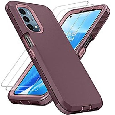 compatible for oneplus nord n200 5g case with hd screen protector [2 pack] three layer heavy duty hard shockproof armor protector case, for oneplus nord n200 5g [6.49, 2021],winered-pink Lightinthebox