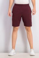 Mens Knit Drawstring Shorts  Burgundy - thumbnail