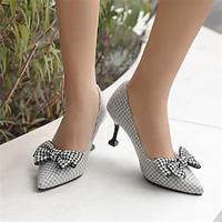 Women's Heels Print Shoes Party Leopard Plaid Bowknot Stiletto Pointed Toe Elegant Vintage PU Loafer Wine Light Brown Black Lightinthebox - thumbnail