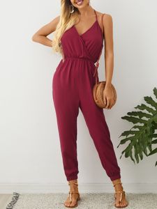 Yoins Wrap design Backless design Sleeveless Jumpsuit