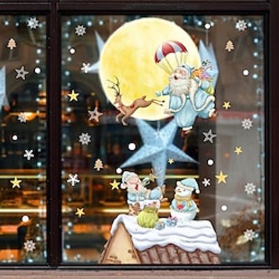 2730cm2pcs PVC Static Cling Cartoon Christmas Glass Film Window Privacy Sticker Home Bathroom Decortion  Window Film  Window Sticker  Door Sticker Wall Stickers for bedroom living room Lightinthebox