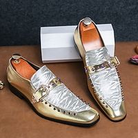 Men's Loafers Slip-Ons Casual Shoes Dress Shoes British Style Plaid Shoes Plus Size Casual British Wedding Party Evening PU Comfortable Slip Resistant Loafer Gold Spring Fall miniinthebox