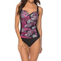 Women's One Piece Swimsuit Spandex Swimwear Bodysuit Quick Dry Breathable Sleeveless Swimming Surfing Water Sports Floral  Botanical Summer  Stretchy Lightinthebox - thumbnail