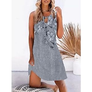 Women's Casual Dress Tank Dress Summer Dress Floral Hollow Out Print Crew Neck Mini Dress Active Fashion Outdoor Daily Sleeveless Regular Fit Pink Royal Blue Light Purple Summer Spring S M L XL XXL miniinthebox
