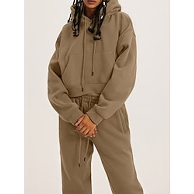 Hoodie Sweatshirt Sweatpants Plain Graphic Sweatsuit For Men's Women's Unisex Adults' Hot Stamping 100% Polyester Street Casual Daily miniinthebox