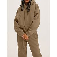 Hoodie Sweatshirt Sweatpants Plain Graphic Sweatsuit For Men's Women's Unisex Adults' Hot Stamping 100% Polyester Street Casual Daily miniinthebox - thumbnail