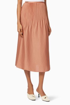 Pleated Paneled Skirt in Satin Pleated Paneled Skirt in Satin