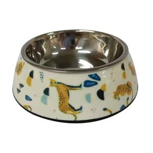 Nutrapet Applique Melamine Round Pet Bowl - Camel White - Medium - 350/11.8 ml/oz (17.5 x 6.5 cm)