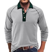 Men's Golf Shirt Golf Polo Work Casual Lapel Long Sleeve Basic Modern Color Block Patchwork Button Spring   Fall Regular Fit Wine Dark Gray Black White Royal Blue Green Golf Shirt Lightinthebox