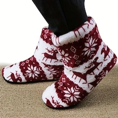 Christmas Style Plush Slipper Boots, Winter Cozy Warm Slip On Flat Shoes, Thermal Home Floor Sock Slippers, Christmas Gift Xmas Gift miniinthebox Christmas Style Plush Slipper Boots, Winter Cozy Warm Slip On Flat Shoes, Thermal Home Floor Sock Slippers, Christmas Gift Xmas Gift miniinthebox