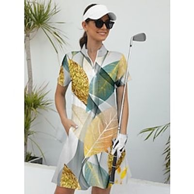 Women's Tennis Dress Golf Dress Gray Short Sleeve Dress Fall Winter Ladies Golf Attire Clothes Outfits Wear Apparel Lightinthebox
